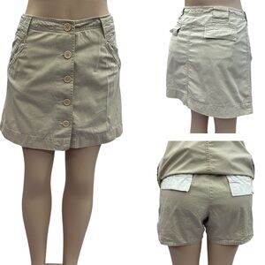 St Johns Bay Cotton Tan Khaki Chino Button and Zip Front Skort Womens 6